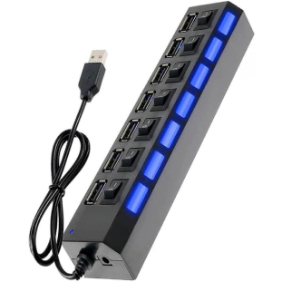 HUB USB 2.0 7 PORTAS Com LED Indicador