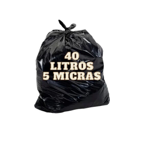 SACO DE LIXO 40LTS PRETO (05 MICRAS) C/ 100 UN