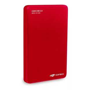 CASE P/ HD 2,5 USB 2.0 VERMELHO CH200RD C3 TECH